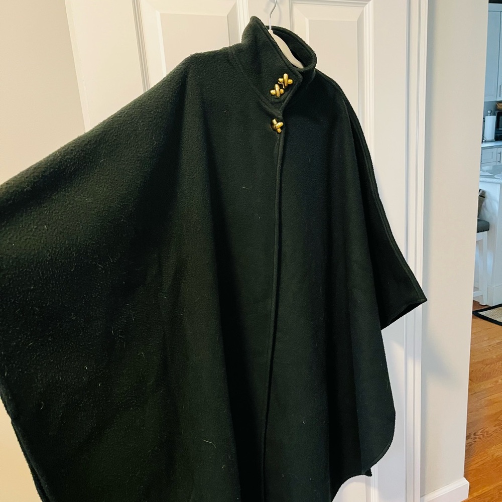 Elegant Hunter Green Cape with Gold Buttons